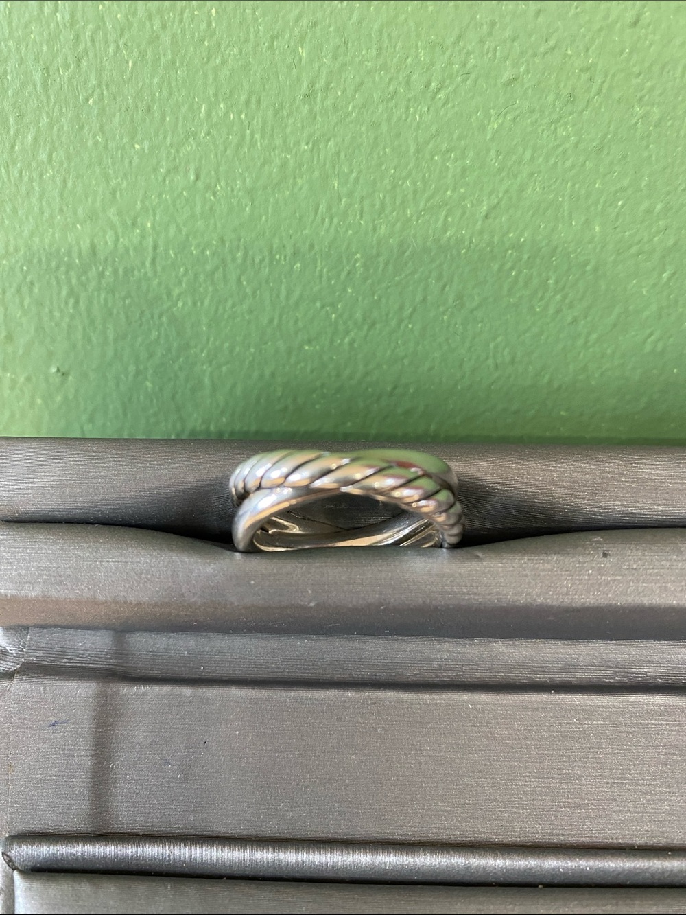 David Yurman 925 Sterling Silver Twisted Rope Crossover Ring